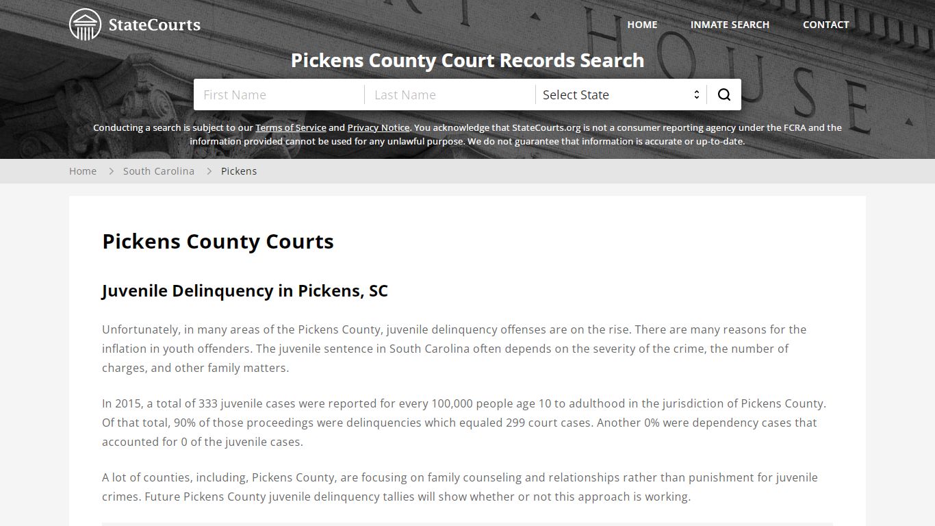 Pickens County, SC Courts - Records & Cases - StateCourts